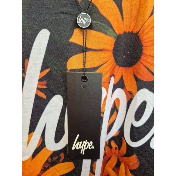 Hype. Black & Orange Floral T-Shirt 7-8Y Graphic Tee For Kids - Picture 4 of 6